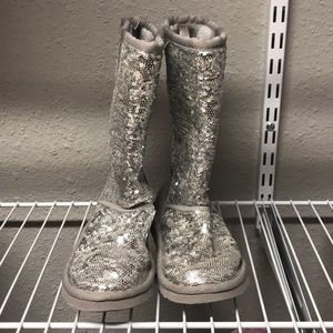 Silver sequin Girls boots size 13